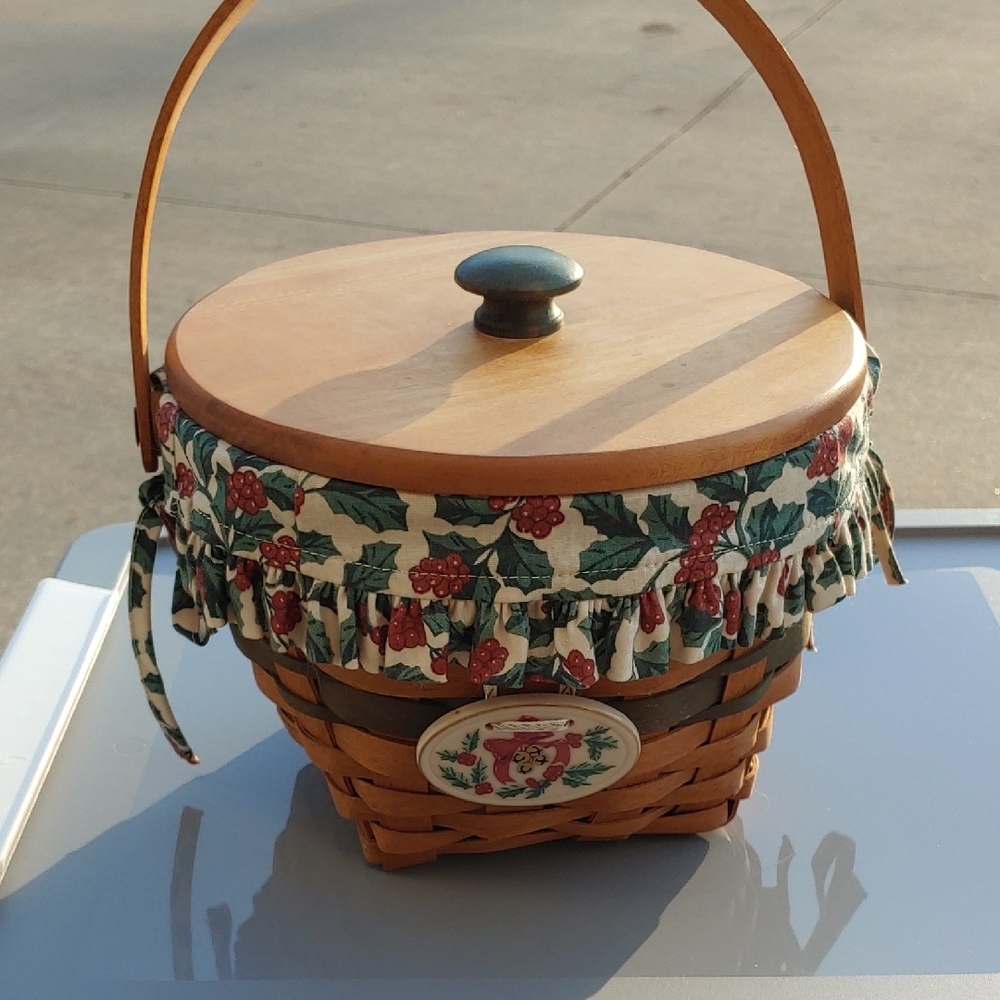Longaberger Basket with Floral Fabric Trim